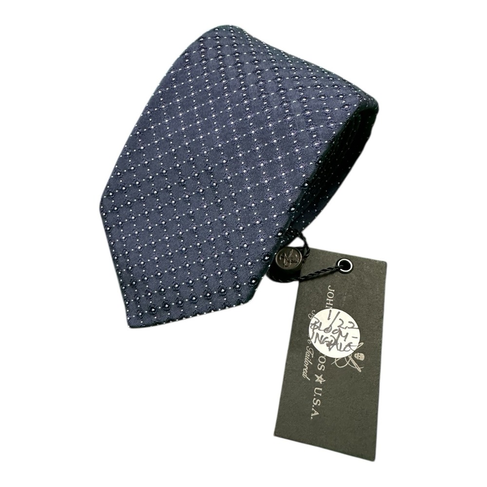John Varvatos Blue Geometric Pure Silk Men's Italian Tie 3 IN N503V3B NWT